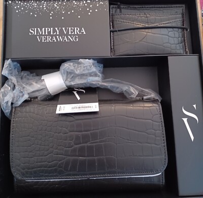 BLACK SIMPLY VERA VERA WANG CROSS BODU PURSE & CARD HOLDER GIFT SET