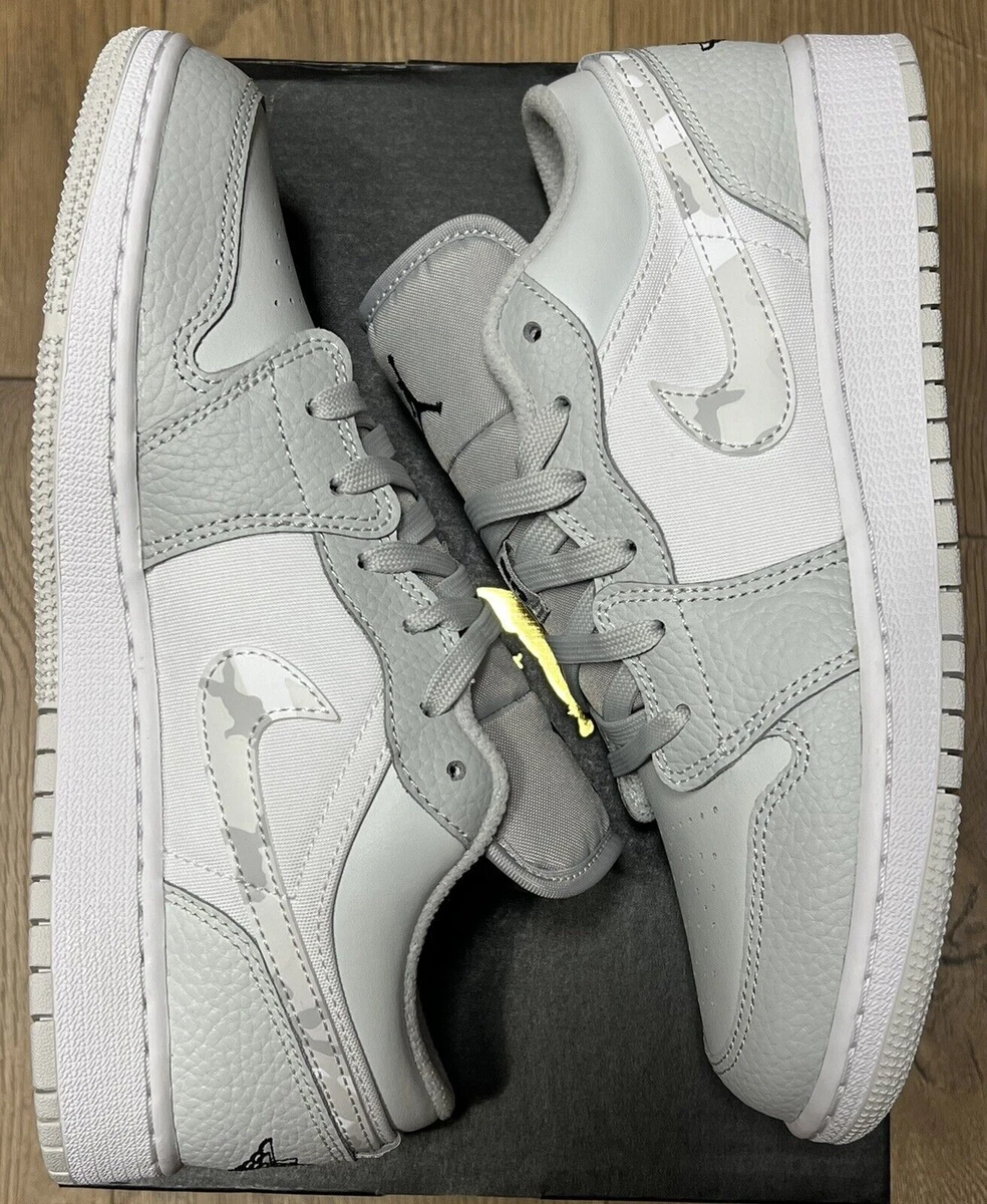 Nike Air Jordan 1 Low SE White Camo 4Y 7Y Photon Dust Grey Fog