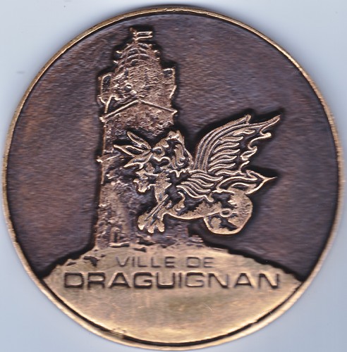 P.M DAMMANN Médaille uniface ronde en bronze à patine doré
