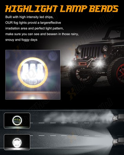 Front LED Bumper Fog Lights Projector Driving Lamp Driver & Passenger Side Pair - Foto 8 di 14