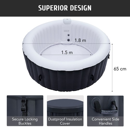 4 Person 6ft Inflatable Hot Tub Pool with Massage Jets and All Accessories Black - Picture 7 of 10