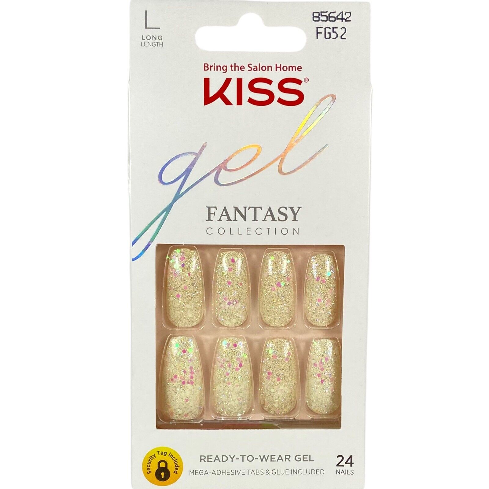 NEW Kiss Nails Gel Fantasy Press Glue Manicure Long Gel Coffin Off White  Glitter 731509856422 | eBay