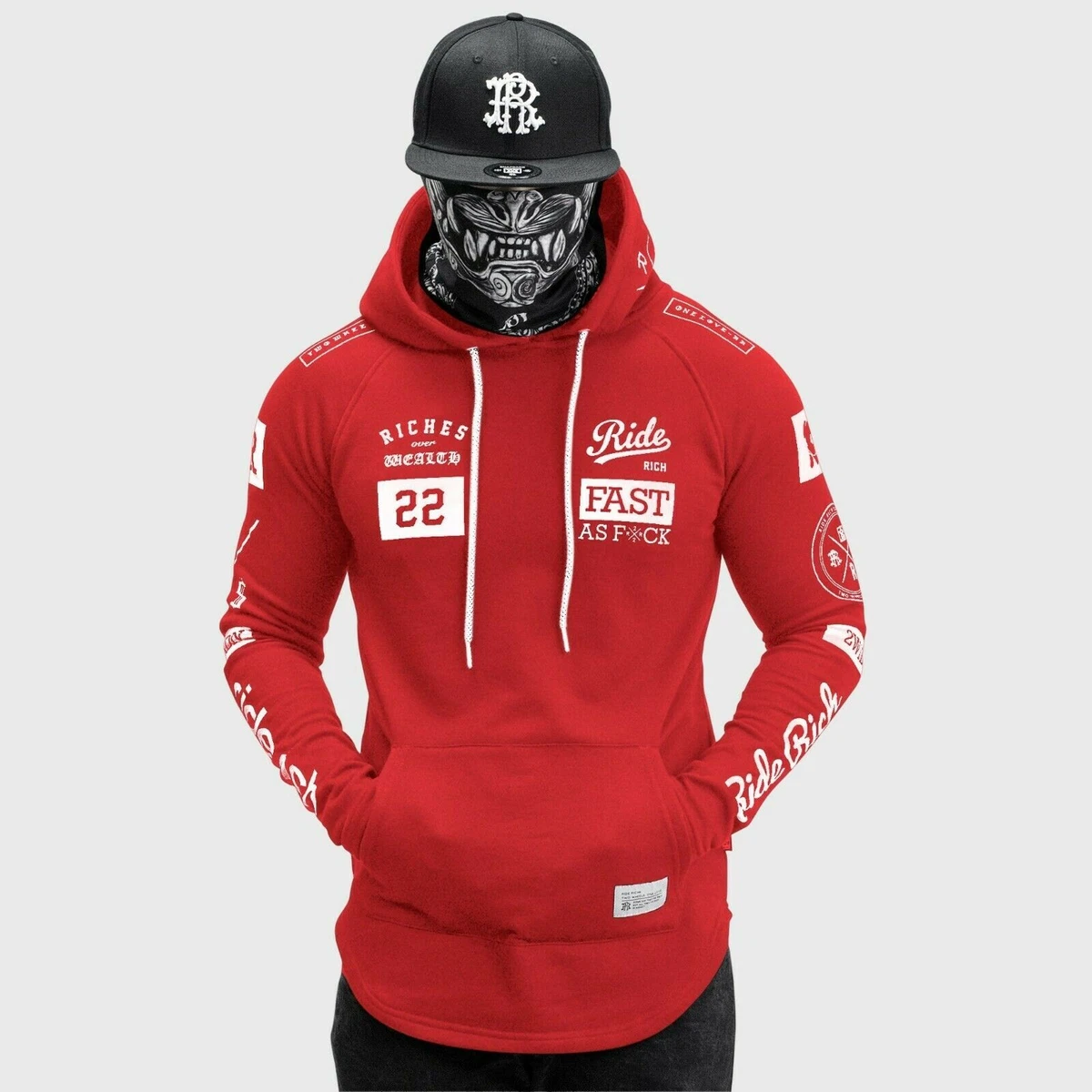 Pull capuche moto Ride Rich GP Scoop rouge capuche v tements de v lo