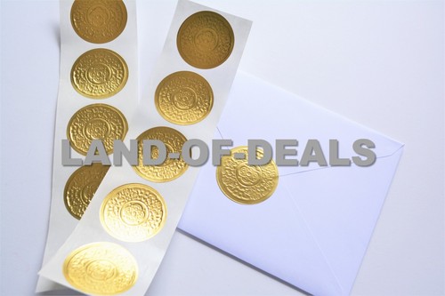 100 High Quality GOLD / SILVER Wedding Envelope Seals Round EMBOSSED Sticker USA - Picture 4 of 10