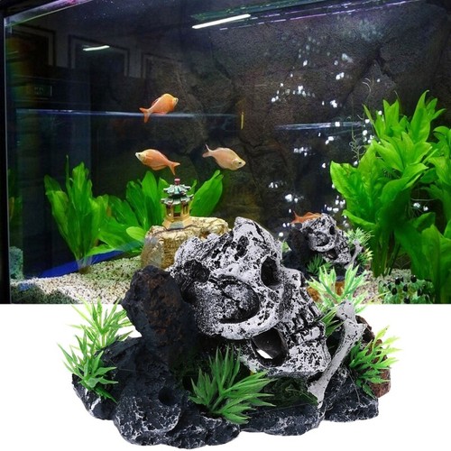 Aquarium Decoration Resin Pirate Skull Fish for Tank Ornament Betta Accessories - Picture 2 of 8