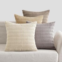 Emema Kordsamt KissenbezüGe 4Er Set Sofakissen Deko 45X45Cm Graubraun