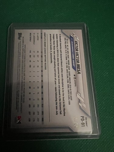 2020 Topps Pro Debut Orange Auto /25 Victor Mesa #PD-91 Auto Miami Marlins - Picture 3 of 4