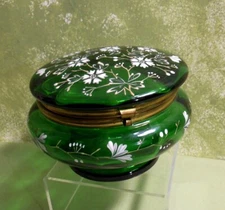 Antique Bohemia Moser 5" Powder Jar - Czech, Bohemian, Trinket