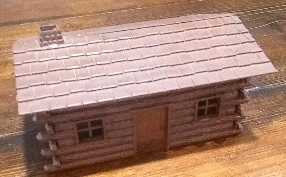 O Scale Built Log Cabin, Pond W/ Bridge, Barrel, & Turkey Plasticville Bachmann  - Image 4 of 4