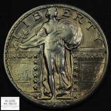1923 S Standing Liberty Silver Quarter 25C - Cleaned