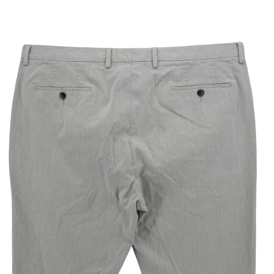 Pantalones JOHN VARVATOS Mezcla Algodón Lino Blanco con Rayas Grises Talla 54/40x34 Foto 4 de 4