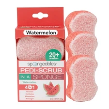 Spongables Pedi Scrub Foot Exfoliating 20+ 3 Count (Pack of 1), Watermelon 