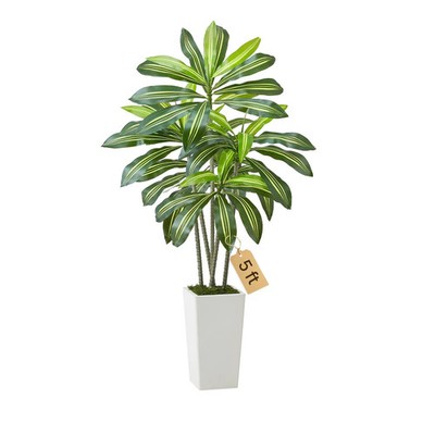 Künstliche Dracena 1524 mm, künstliche tropische Palme mit hohem weißen Topf, Pflanze