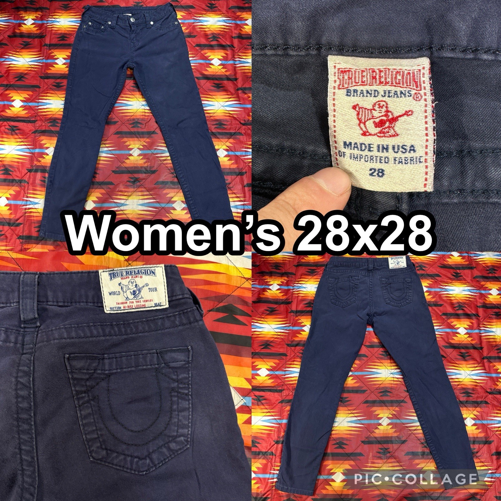 True Religion Brand Hi Rise Legging Stretch Jeans Blue Women’s Size 28x28