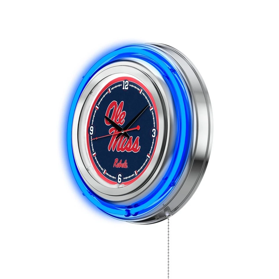 NCAA - Ole' Miss Double Neon Ring, Logo Clock College Team Logo - Image 2 of 4