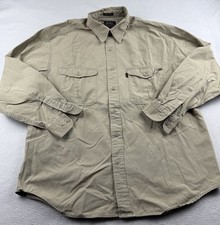 Vtg Eddie Bauer Legend Elkhorn Shirt Men Large Khaki Heavy Cotton Twill Gorpcore