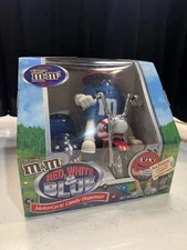 M&M's M&M Candy Dispenser Red White and Blue Motorcycle NIB No Candy