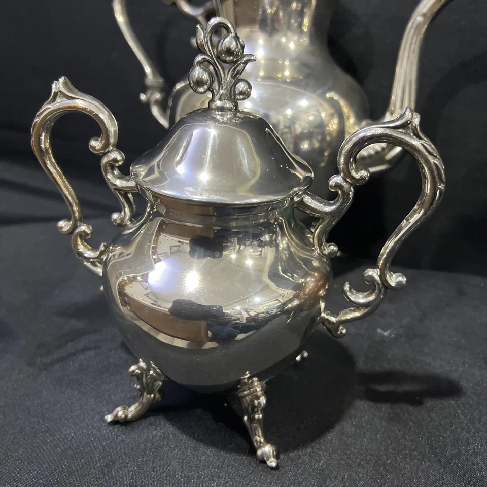 Conjunto de chá/café vintage prata 1883 banhado a prata conjunto com 4 peças - Imagem 3 de 4