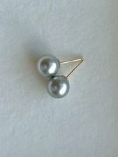 14k Yellow Gold Tahitian Pearl Stud Earrings 8.5mm Gray