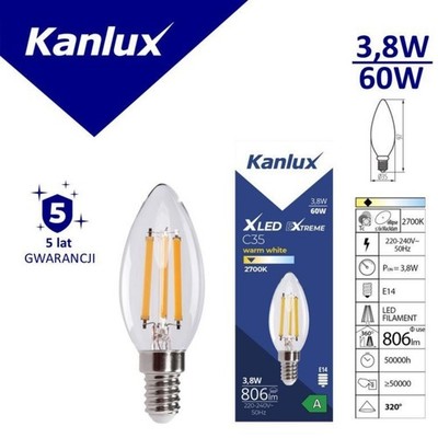 LED Leuchtmittel E14 XLEDEX C35E14 3,8W-WW 806lm 2700K XLED 37340
