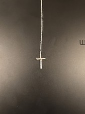 Sterling Silver Small Cross Pendant With 18  Silver Cable Chain