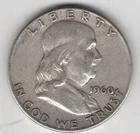 1960 D FRANKLIN HALF DOLLAR 90% SILVER DENVER MINT .50¢ UNITED STATES OF AMERICA