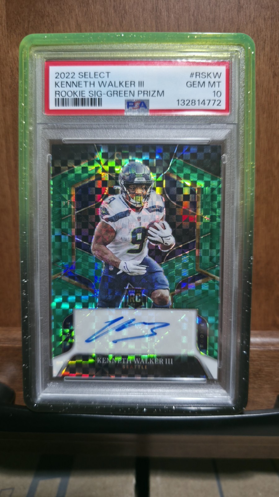2022 Panini Select Kenneth Walker III Rookie Auto Green Prizm /5 Seahawks PSA 10