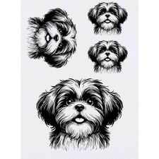 4 x 'Happy Shih Tzu Dog' Temporary Tattoos / Transfers TO00080348 