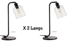 B&Q Maxton Industrial Style Table Lamp Matt Black Glass / Steel RRP=£32 each