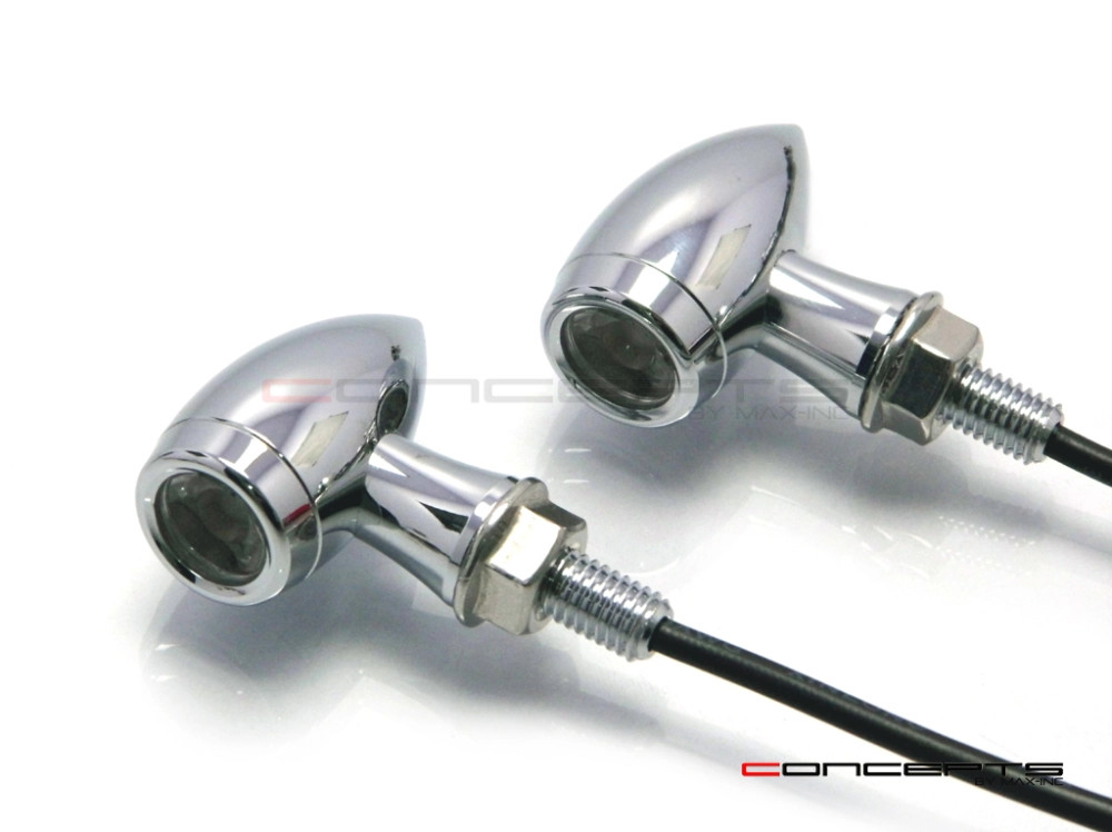 Clignotants Chubby au fini chrome miroir de haute qualité pour moto