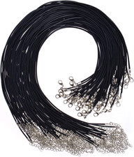 100Pcs Black Waxed Necklace Cord with Clasp Bulk for Bracelet Necklace and Jewel