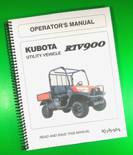 Owners Manual for Kubota Utility Vehicle RTV900, 109 Pages W/Clear Covers!