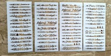 Rub on Transfer Sticker Set 1 Sheet Christmas Fonts Gold Approx 11 x 24cm