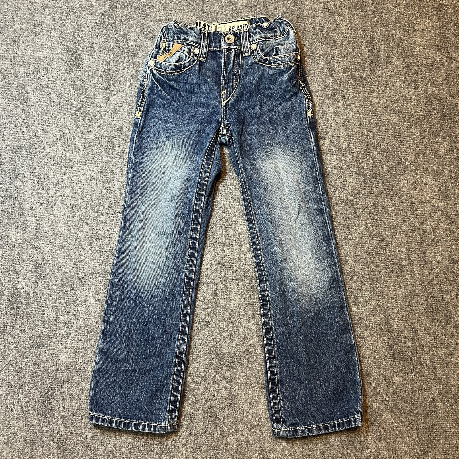 Ariat B4 Jeans Boys Size 8 Blue Relaxed Straight Leg Denim A