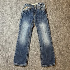 Ariat B4 Jeans Boys Size 8 Blue Relaxed Straight Leg Denim Adjustable Waist