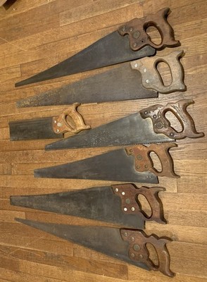 Hand Saw Collection- Three Generations, Disston, Atkins, 3 & 4 Rivet, Some Wheat