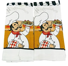 Kitchen Towel Italian Chef Theme Cotton Home Collection - Set of 2 Towels NWT