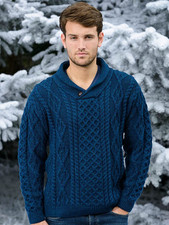 NWT Aran Men's Honeycomb Shawl Neck Sweater, Choose Color  Size