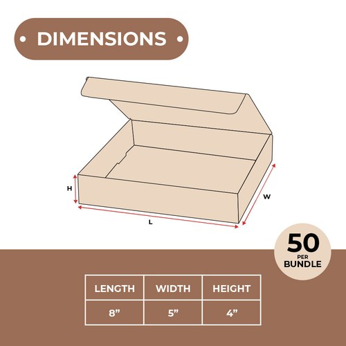8 x 5 x 4" Kraft Corrugated Mailing/Shipping Boxes ECT-32B 50/Case - Picture 3 of 6