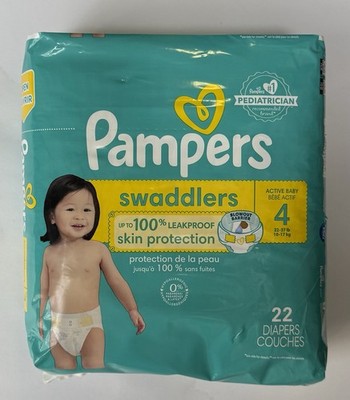 Pampers Swaddlers Diapers, Size 4 (22-37 Ins) Absorbent, Keeps Baby Dry 22 Count