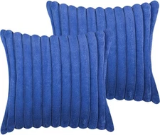 18x18 Throw Pillow Covers Set of 2, Decorative Faux Fur Covers for Bed