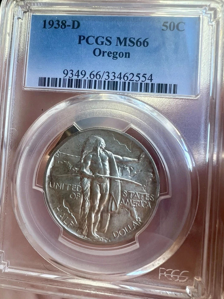 1938-D 50C Oregon Trail Half Dollar PCGS MS66 GEM UNC US Silver Commem Coin - Image 2 of 4