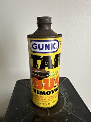 Vintage Gunk Bug and Tar Remover Cone Top Can Red Car Harley Motorcycle Empty