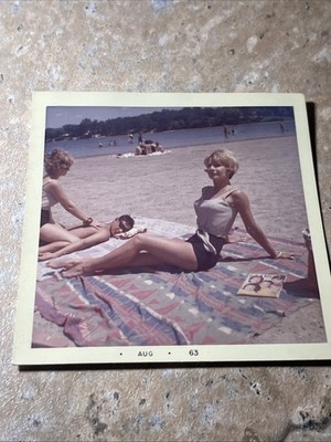Bombshell'' Beach Babes 1963 Summer Fun Snapshot Retro Vacation Photo Nostalgia
