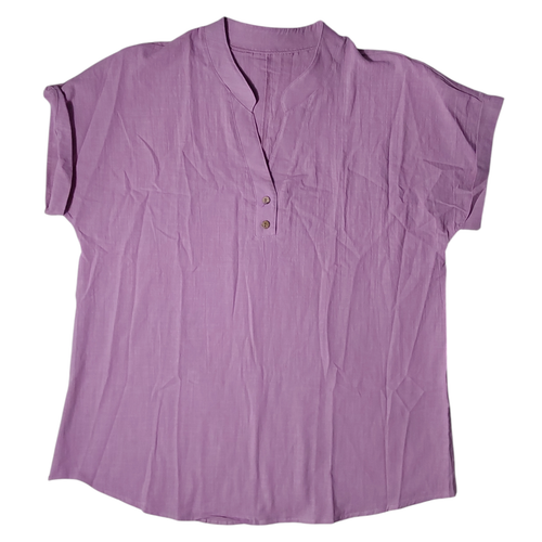 Women's Size XL Button Accents V-Neck Short Sleeve Tunic Shirt FREE S&H - Picture 3 of 3