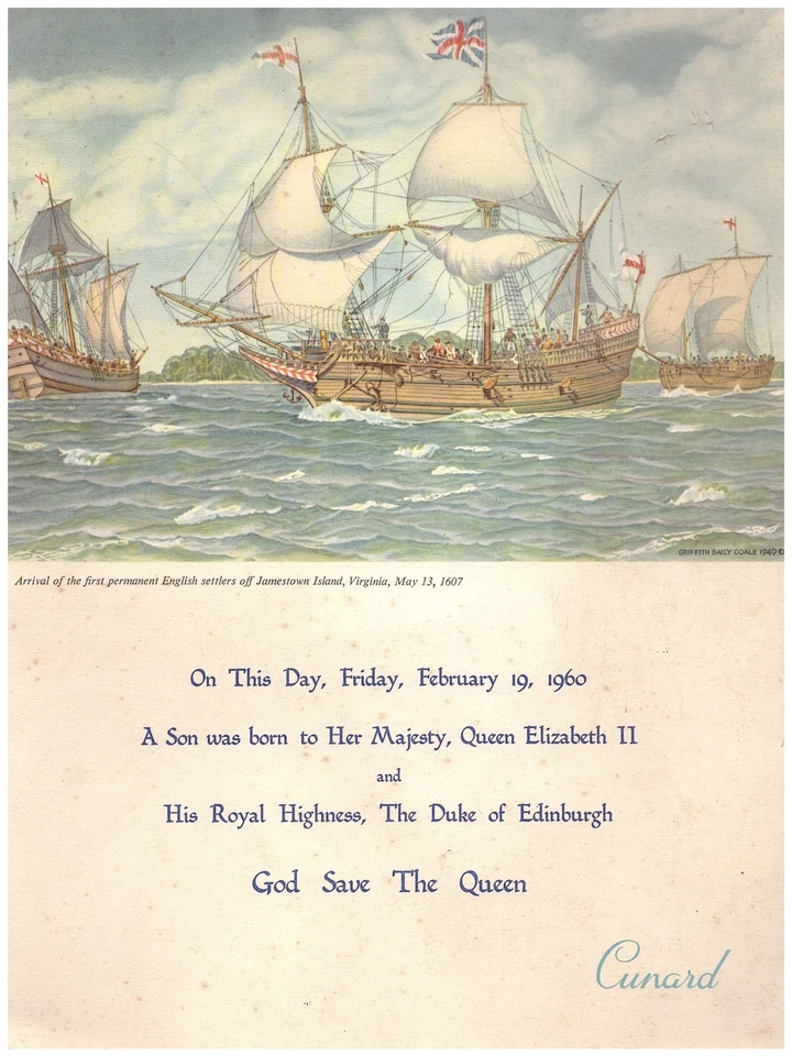 Cunard - R.M.S Caronia World Cruise Dinner Menu - 19/02/1960 - Image 1 of 1