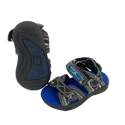 Nautica Jamestown Toddler Sandals - Sz 5 - Black/Blue - Hook & Loop Open Toe