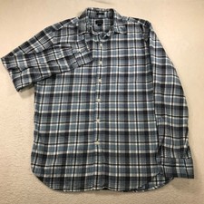 J Crew Shirt Mens Large Blue Plaid Flannel Classic Fit Button Up Preppy