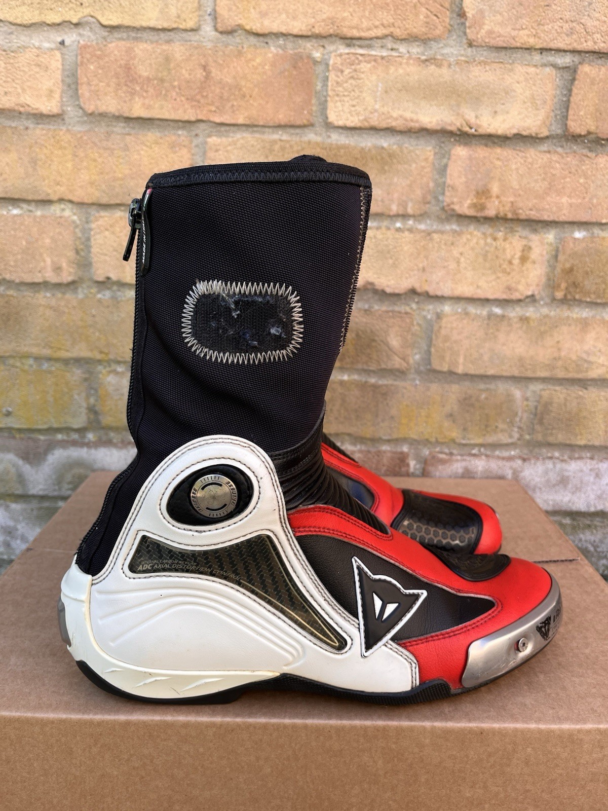 Dainese Axial Pro In Leather Motorcycle Boots 9uk White Red Road Track Race