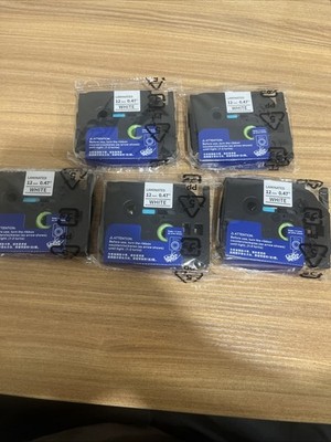 5PK For Brother P-Touch TZe-231 TZ-231 12mm White Standard Laminated Label Tape